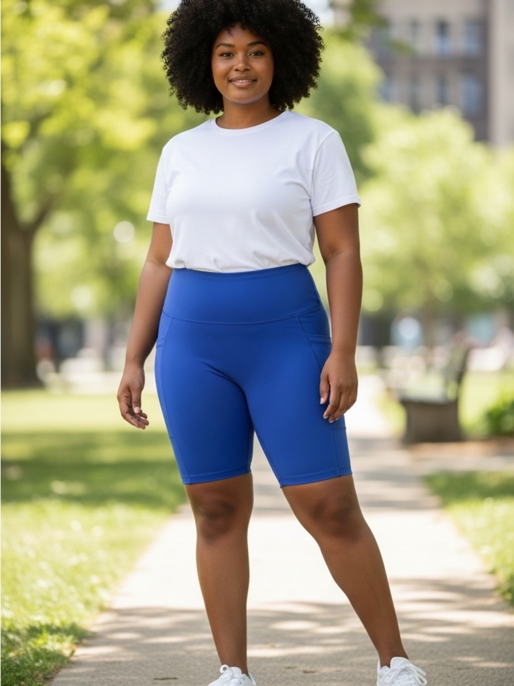 OFFLINE by Aerie Goals High Rise 7” Bike Shorts Blue XL Pockets No Front Seam